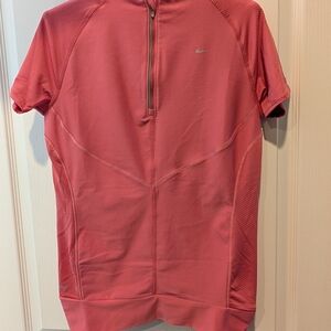 Nike Women's Coral Colored Bike Shirt Short Sleeve Top- Size Medium